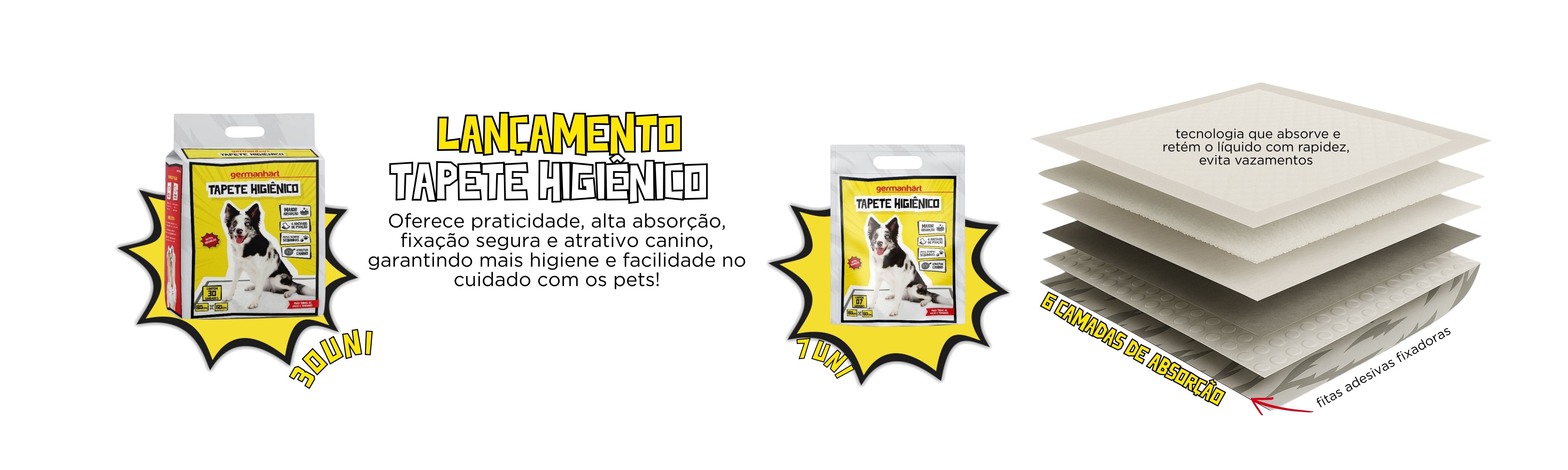 Tecnologia que absorve e retém o líquido com rapidez, evita vazamentos